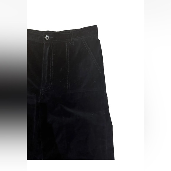 Frye Nadia Black Velvet Cropped Wide Leg Pants Size 27 Cotton Pockets Velour - Picture 7 of 13